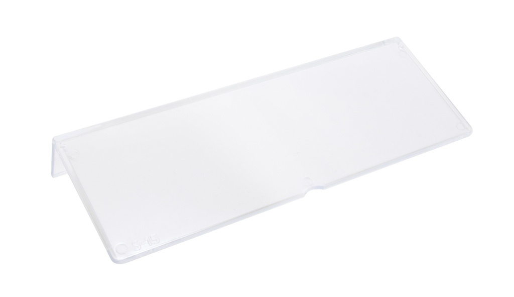 Etikett und Schutzscheibe 